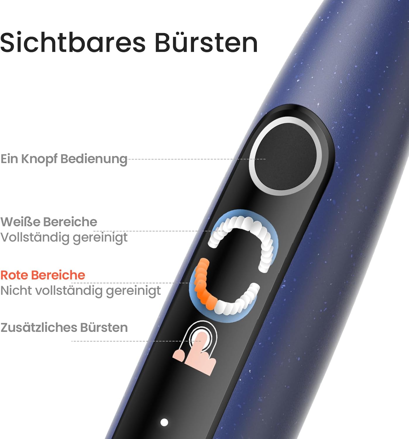 Oclean Elektrische Zahnbürste X Lite Blau, Schallzahnbürste mit 5 Putzmodi, Electric Toothbrush mit 40 Tage Akkulaufzeit, 72000VPM, IPX7 Wasserdicht, EasyStart, SmarTimer,Dunkelblau