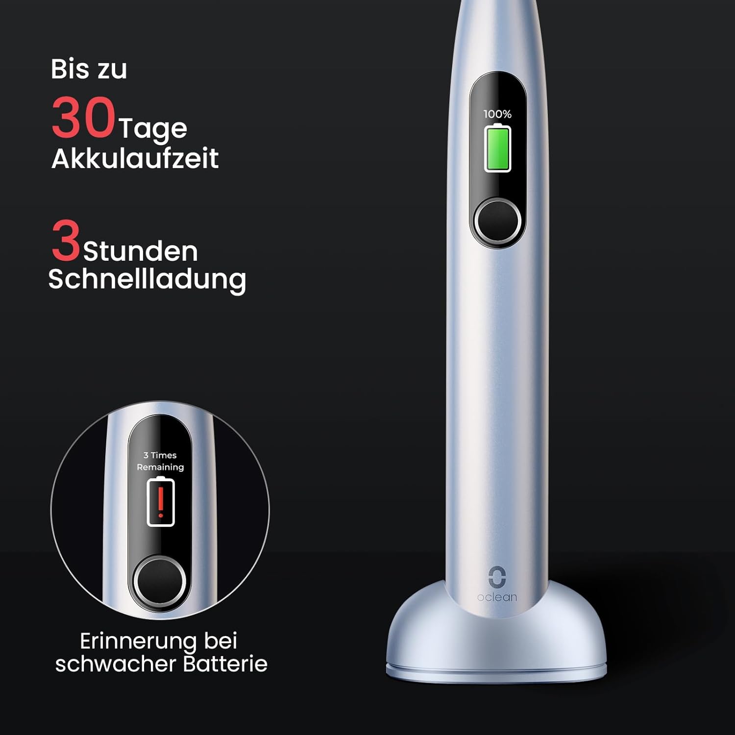 Oclean Schallzahnbürste X Series Pro Digital Travel Set mit Touch-Display, 6 Bürstenköpfe mit Reiseetui & Timer, 3 Modi Elektrische Zahnbürste, Electric Toothbrush mit 30 Tage Akkulaufzeit, Perlsilber