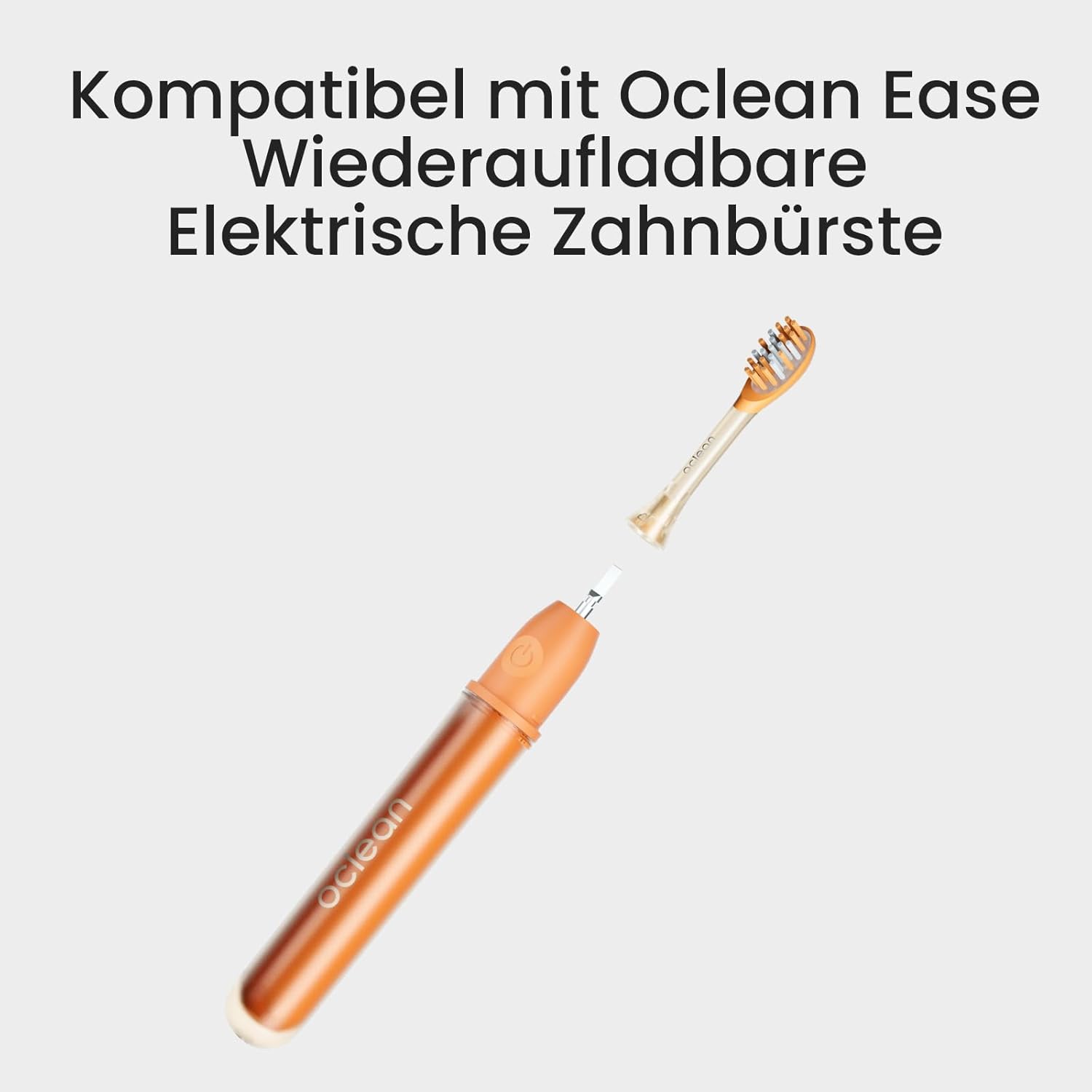 Oclean Easy Clean Bürstenköpfe 2 Pack, Ersatzbürstenköpfe für Oclean Ease elektrische Zahnbürste, weichem Gummi mit soft Borsten, Aufsteckzahnbürstenkopf mit Zungenreiniger, Orange