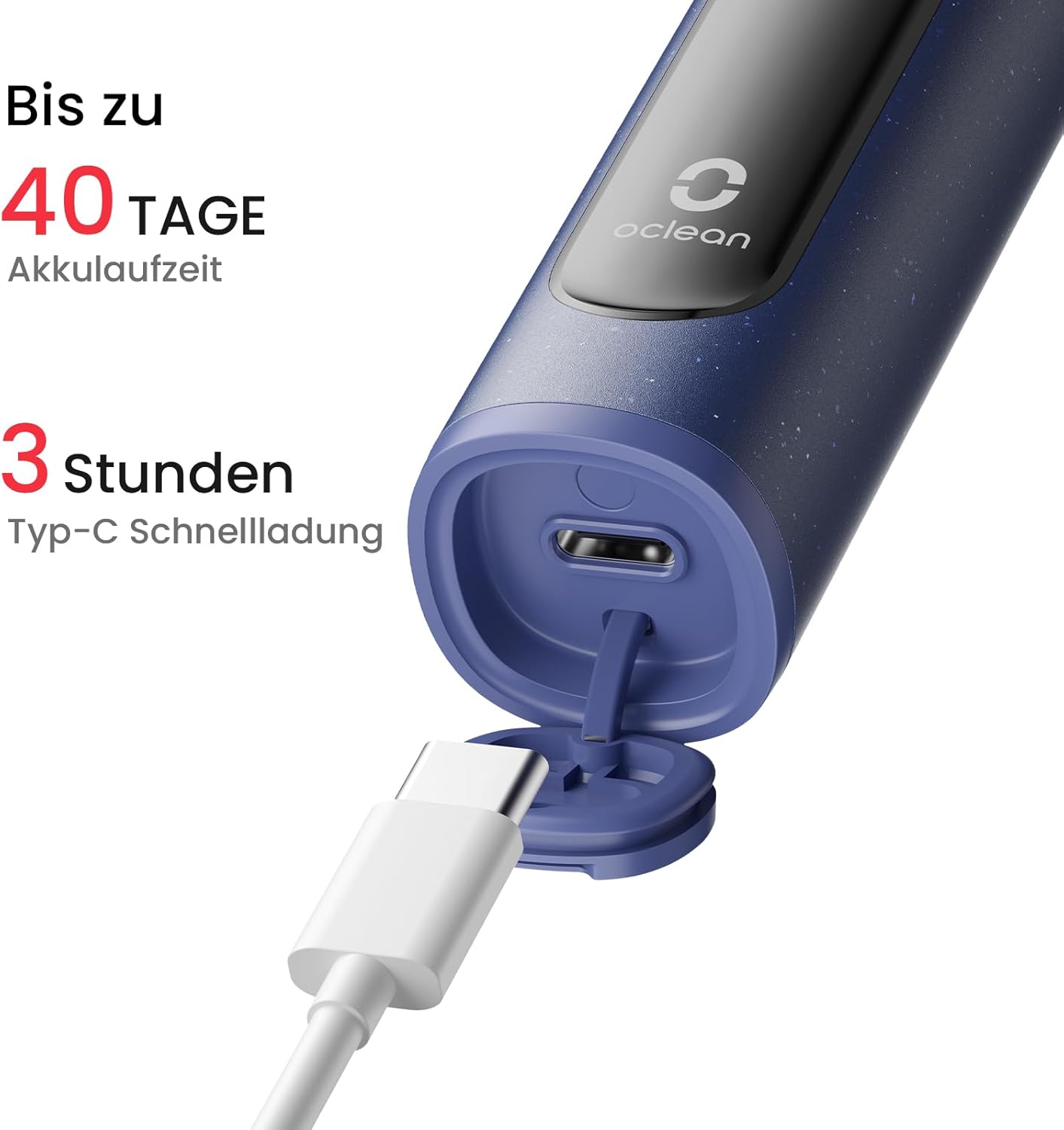 Oclean Elektrische Zahnbürste X Lite Blau, Schallzahnbürste mit 5 Putzmodi, Electric Toothbrush mit 40 Tage Akkulaufzeit, 72000VPM, IPX7 Wasserdicht, EasyStart, SmarTimer,Dunkelblau