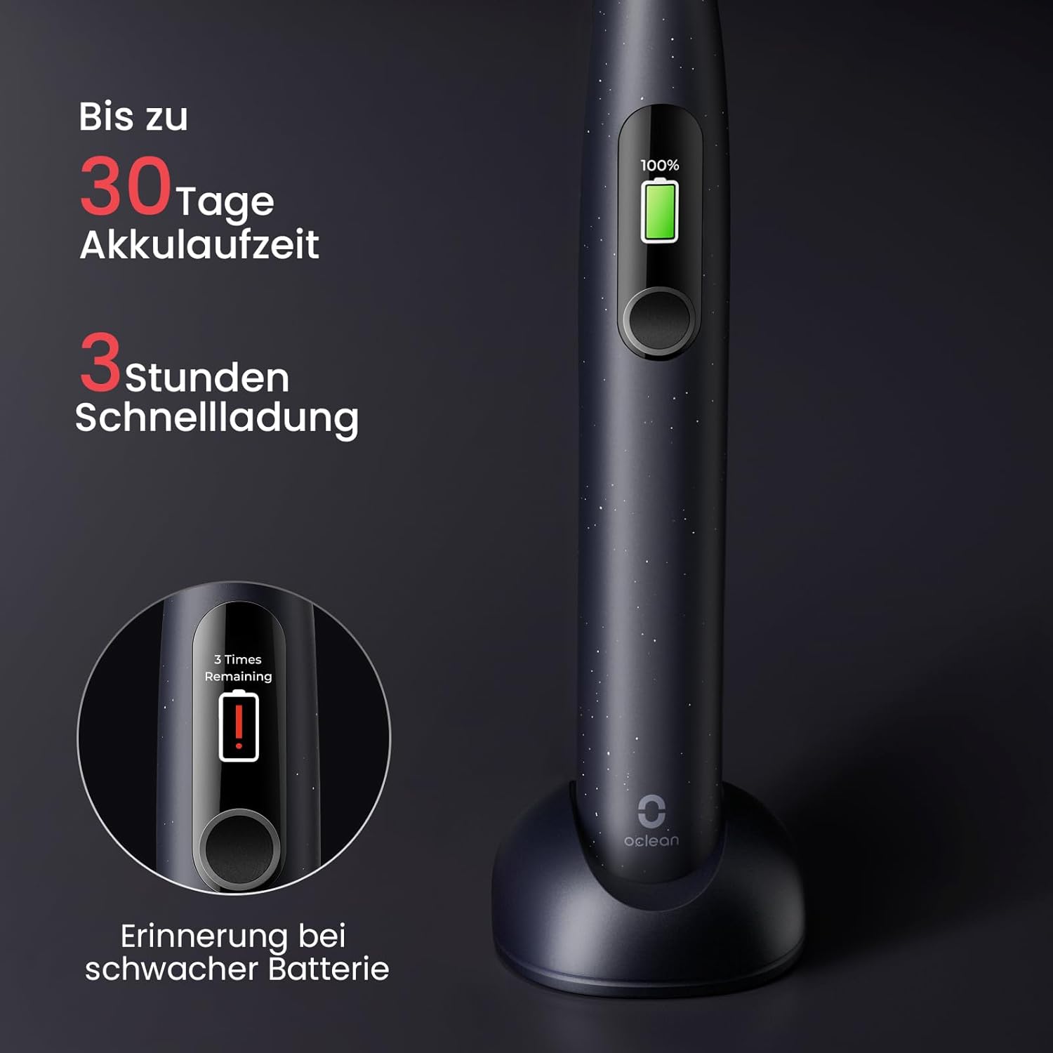 Oclean Schallzahnbürste X Series Pro Digital Travel Set mit Touch-Display, 6 Zahnbürstenköpfe mit Reiseetui, 3 Modi Elektrische Zahnbürste mit Timer & 30 Tage Akkulaufzeit, Sternlila