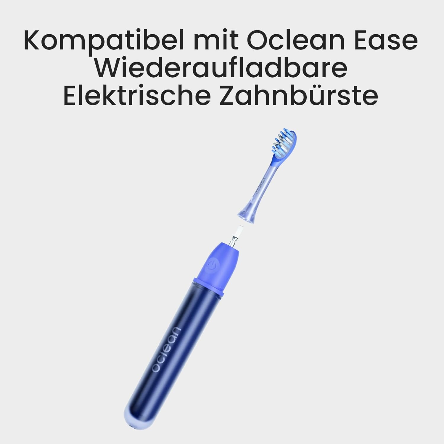 Oclean Easy Clean Bürstenköpfe 2 Pack, Ersatzbürstenköpfe für Oclean Ease elektrische Zahnbürste, weichem Gummi mit soft Borsten, Aufsteckzahnbürstenkopf mit Zungenreiniger, Blau