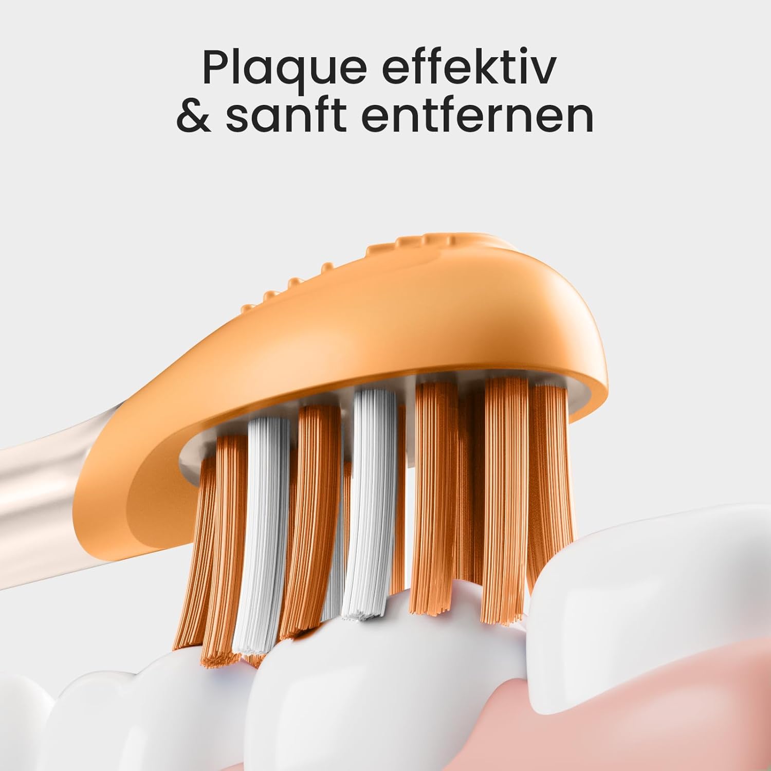 Oclean Easy Clean Bürstenköpfe 2 Pack, Ersatzbürstenköpfe für Oclean Ease elektrische Zahnbürste, weichem Gummi mit soft Borsten, Aufsteckzahnbürstenkopf mit Zungenreiniger, Orange
