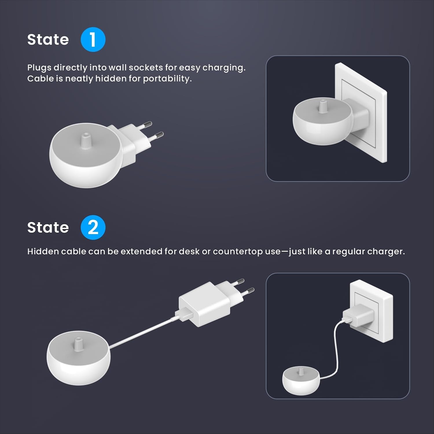 CoolSmile Ladestation Kompatibel mit Oral B Elektrische Zahnbürste, Ladegerät Wandladegerät EU-Steckdose für Braun Oral-B Genius/Pro/Smart/Vitality/Kids/io2/io3/io4/io5/io6 usw
