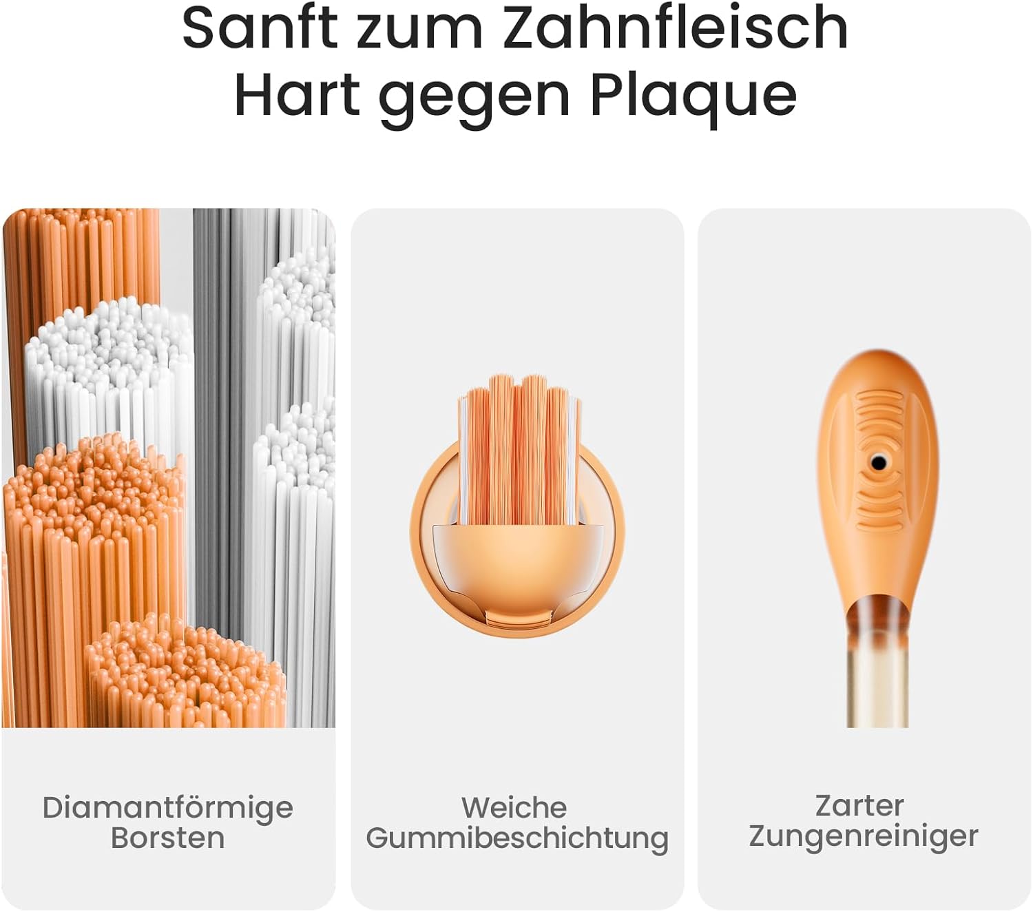 Oclean Ease elektrische Zahnbürste Orange, USB-Ladung Zahnbürste mit 3 Bürstenköpfen, Tragbare Schallzahnbürste für Reisen, Sonic Electric Toothbrush mit Timer, 2 Putzmodi, Wandhalterung