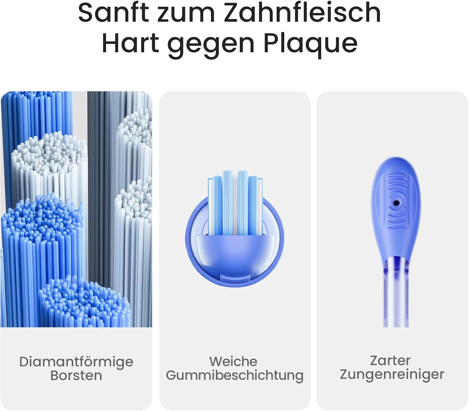 Oclean Ease elektrische Zahnbürste Blau, Tragbare Schallzahnbürste geeignet für Reisen, USB-Ladung Zahnbürste mit 3 Bürstenköpfen, Sonic Electric Toothbrush mit Timer, 2 Putzmodi mit Wandhalterung