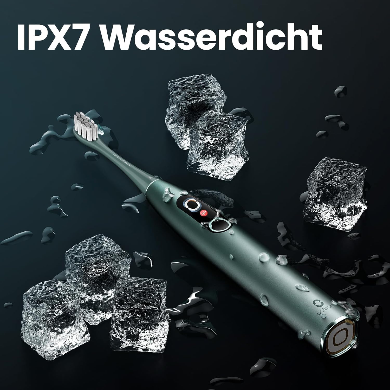 Oclean Elektrische Zahnbürste X Series Pro Gift Set, Schallzahnbürste mit Bildschirm, 3 Modi & 32 Intensitäten Sonic Electric Toothbrush mit Timer, 6 Stücke Bürstenköpfe mit Reiseetui, Grün