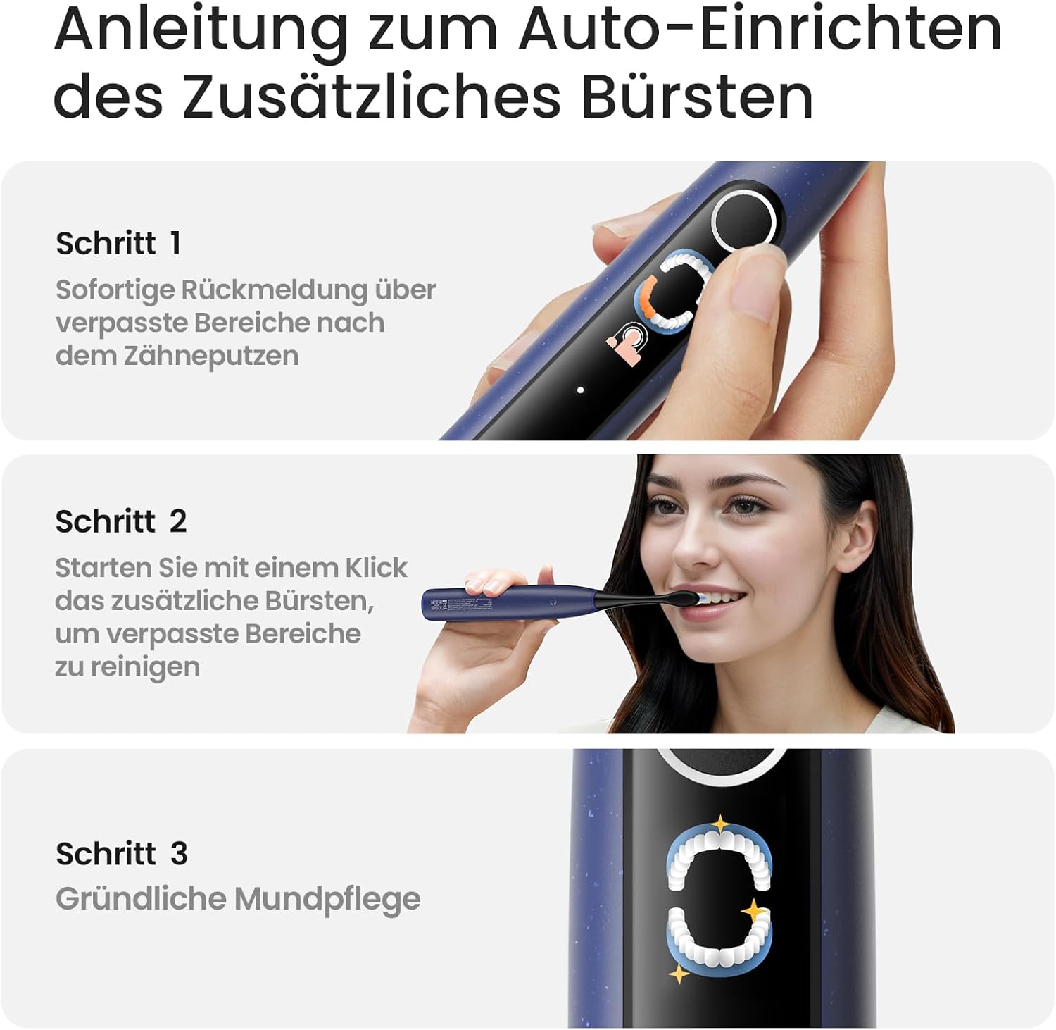Oclean Elektrische Zahnbürste X Lite Blau, Schallzahnbürste mit 5 Putzmodi, Electric Toothbrush mit 40 Tage Akkulaufzeit, 72000VPM, IPX7 Wasserdicht, EasyStart, SmarTimer,Dunkelblau