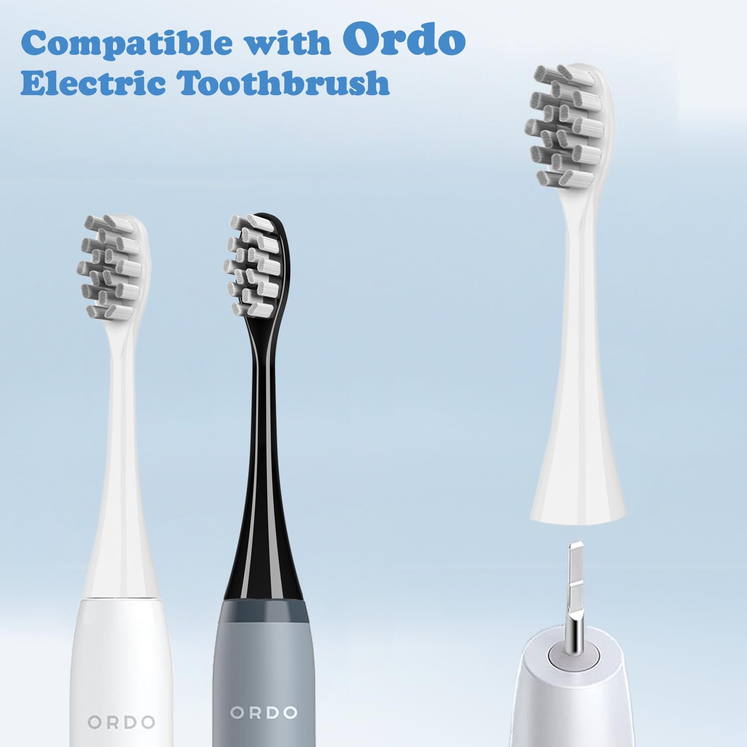 Copimy 10Pcs Replacement Brush Heads Compatible with Ordo Sonic Electric Toothbrush for Ordo Replacement Toothbrush Heads, White