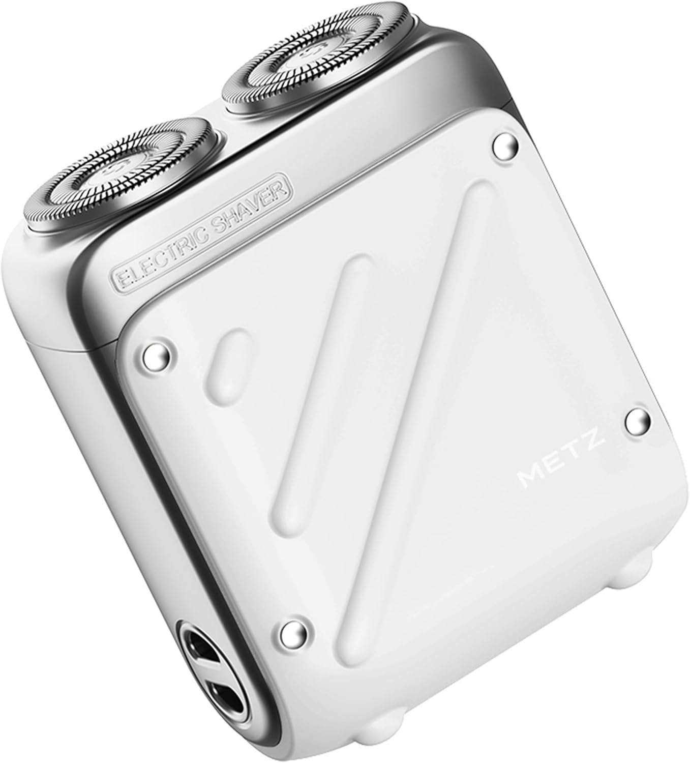 METZ Traveller Rasierer Herren, Tragbarer Elektrorasierer mit Reiseetui, Nass und Trockenrasierer mit 9000rpm Motor, IPX7 Wasserdicht electric Shaver für unterwegs, 60 Tage Akkulaufzeit, Weiß
