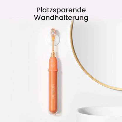 Oclean Ease elektrische Zahnbürste Orange, USB-Ladung Zahnbürste mit 3 Bürstenköpfen, Tragbare Schallzahnbürste für Reisen, Sonic Electric Toothbrush mit Timer, 2 Putzmodi, Wandhalterung