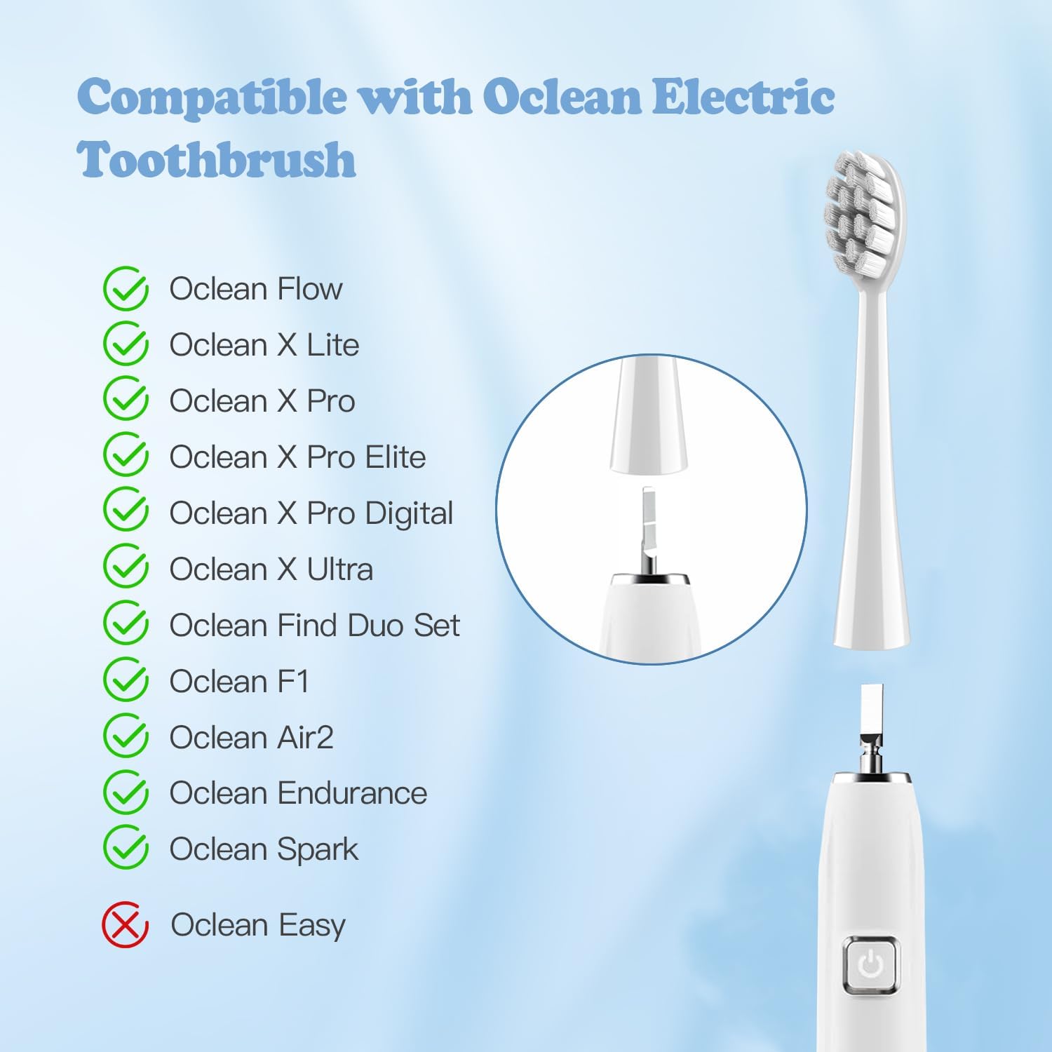 6 Pack Gum Care Replacement Brush Heads Compatible with Oclean Electric Toothbrush Heads for Oclean Spark, Flow, X Pro, X Pro Elite, X Pro Digital, X Lite, X Ultra, Air2, F1