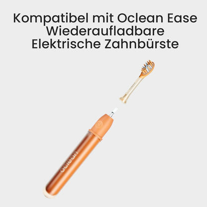 Oclean Easy Clean Bürstenköpfe 2 Pack, Ersatzbürstenköpfe für Oclean Ease elektrische Zahnbürste, weichem Gummi mit soft Borsten, Aufsteckzahnbürstenkopf mit Zungenreiniger, Orange