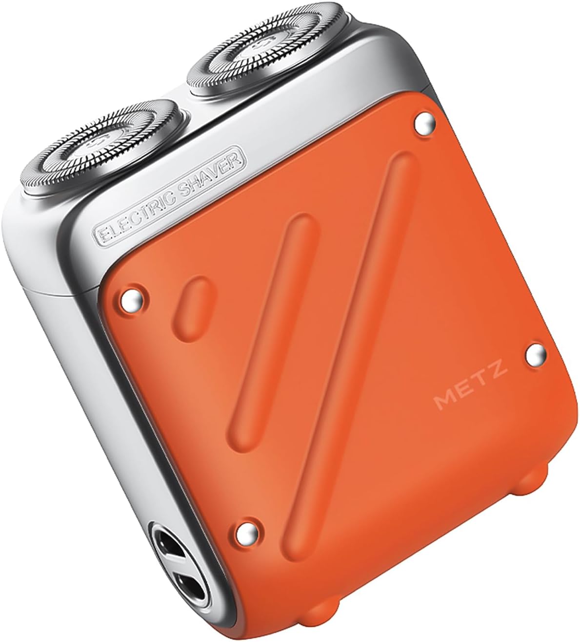 METZ Traveller Rasierer Herren, Tragbarer Elektrorasierer mit Reiseetui, Nass und Trockenrasierer mit 9000rpm Motor, IPX7 Wasserdicht electric Shaver für unterwegs, 60 Tage Akkulaufzeit, Orange