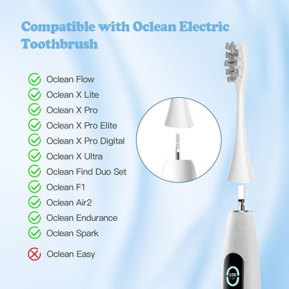 10 Pack Toothbrush Heads Compatible with Oclean Electric Toothbrush, Replacement Brushes Suitable for Oclean One, Flow, X Pro, X Pro Elite, X Pro Digital, X Lite, X10, X Ultra, Air2, F1 etc.