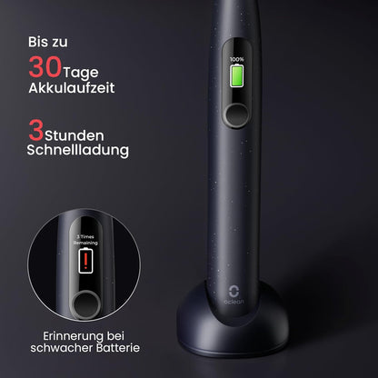 Oclean Schallzahnbürste X Series Pro Digital Travel Set mit Touch-Display, 6 Zahnbürstenköpfe mit Reiseetui, 3 Modi Elektrische Zahnbürste mit Timer & 30 Tage Akkulaufzeit, Sternlila