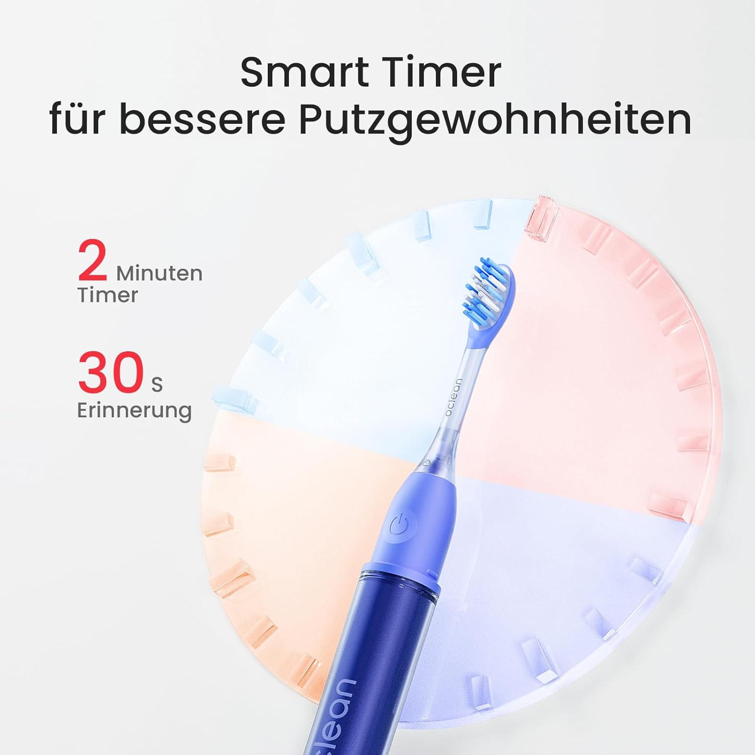 Oclean Ease elektrische Zahnbürste Blau, Tragbare Schallzahnbürste geeignet für Reisen, USB-Ladung Zahnbürste mit 3 Bürstenköpfen, Sonic Electric Toothbrush mit Timer, 2 Putzmodi mit Wandhalterung
