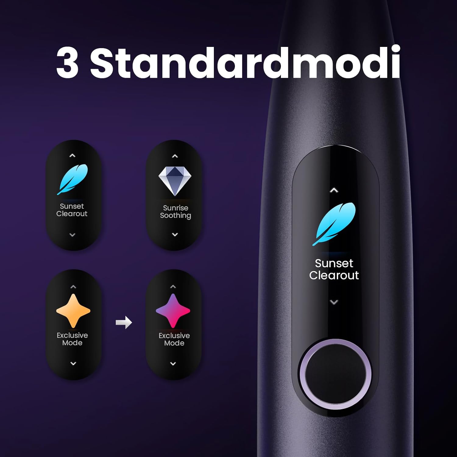Oclean Elektrische Zahnbürste X Series Pro Gift Set, Schallzahnbürste mit Bildschirm, 3 Modi & 32 Intensitäten Sonic Electric Toothbrush mit Timer, 6 Stücke Bürstenköpfe mit Reiseetui, Dunkellila