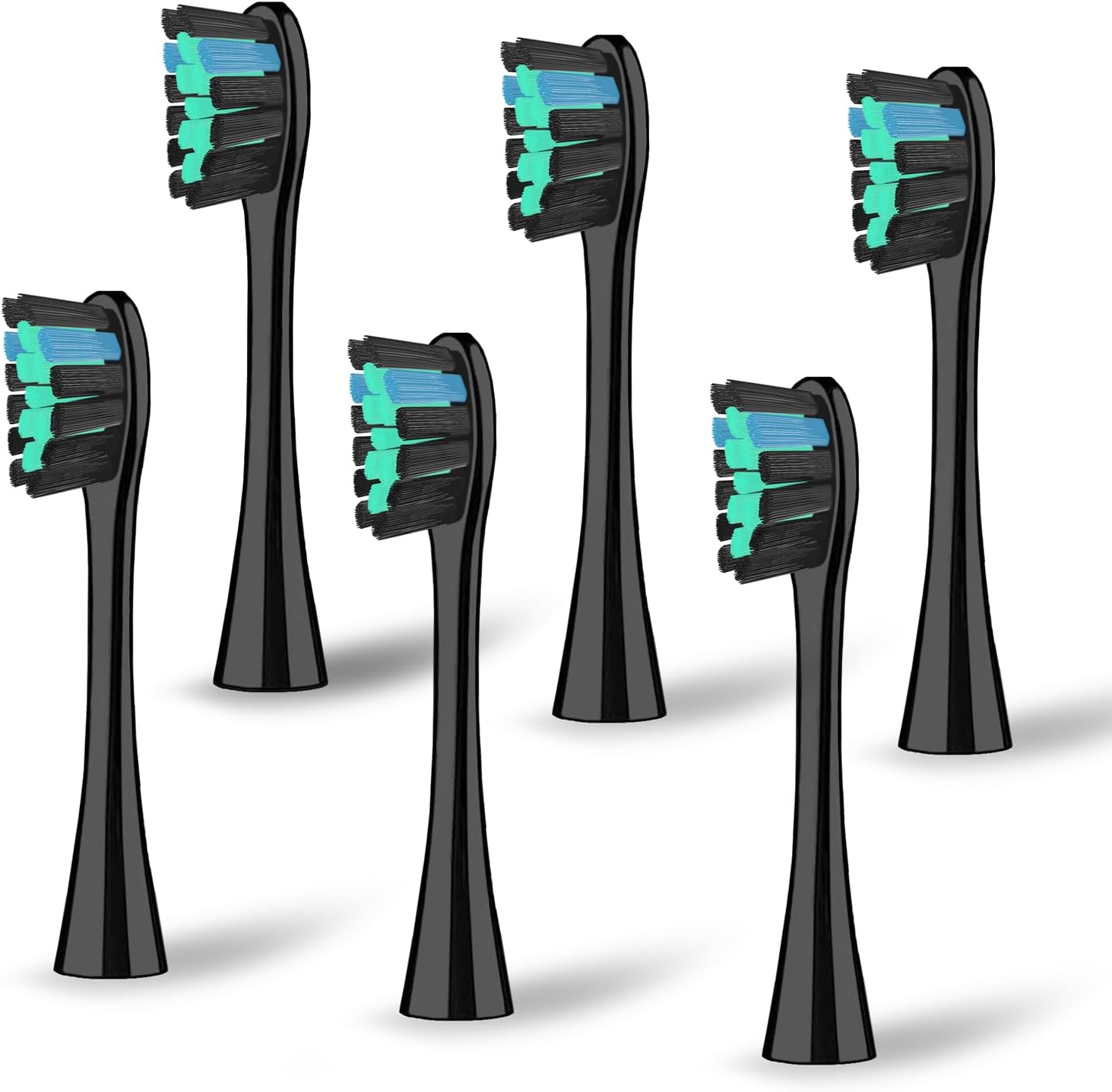 Copimy Têtes de Brosse à Dents Electrique Compatible avec My Variations, 6 têtes de brosse compatibles avec brosse à dents électriques MyVariations tete de rechange brossettes (noir)