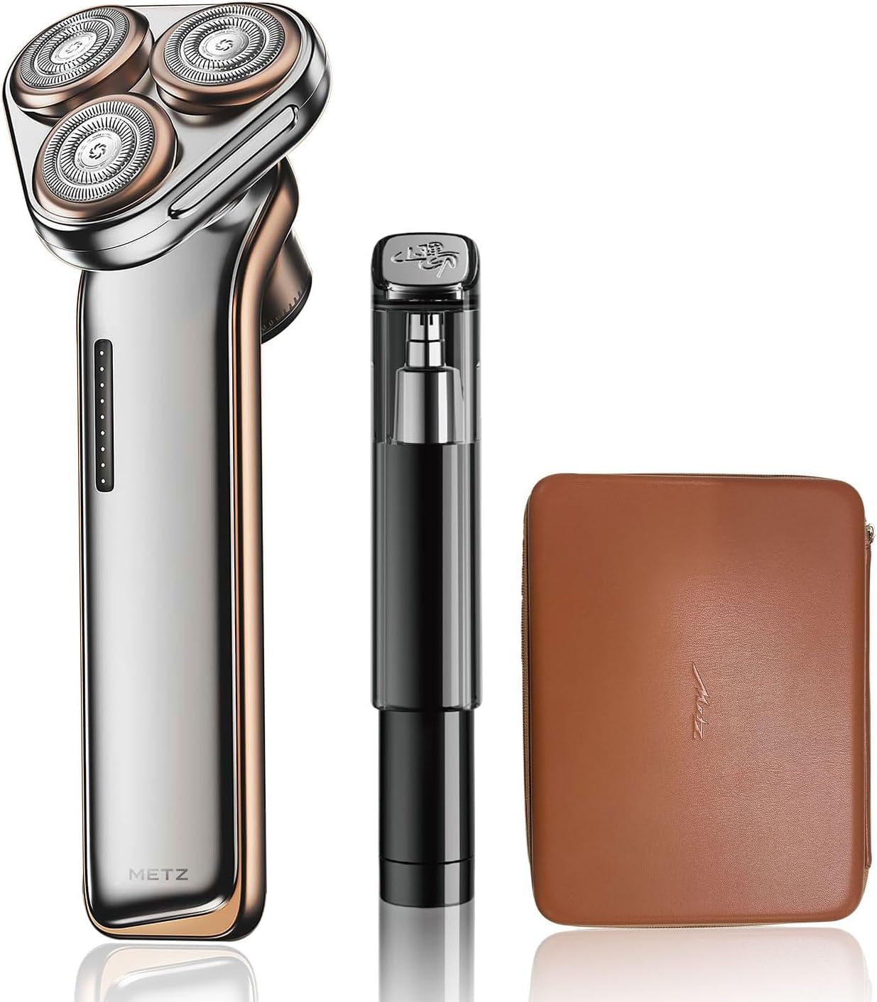 METZ Sword Elektrorasierer für Herren, Rasierapparat Geschenkset mit Nasenhaartrimmer, 7700rpm Rotationsrasierer mit 45 Klingen, IPX7 wasserdicht Nass- & Trockenrasierer, Touch Switch Electric Shaver