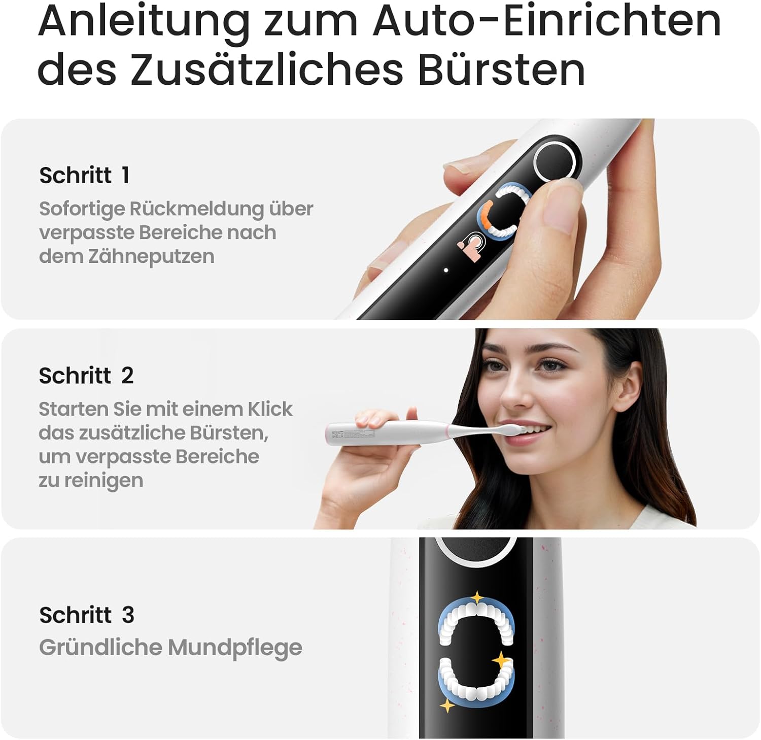 Oclean Schallzahnbürste X Lite Grau, Elektrische Zahnbürste mit 5 Putzmodi, Electric Toothbrush mit 40 Tage Akkulaufzeit, IPX7 Wasserdicht, 72000VPM, SmarTimer, EasyStart, Grau