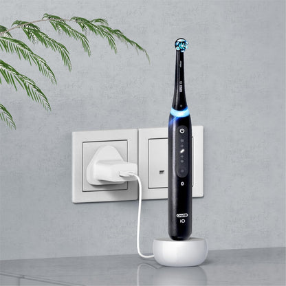2-in-1 Wall Charger for Oral-B Braun Electric Toothbrush, Charger Base for Oral B Genius Pro Smart Vitality Kids io2 io3 io4 io5 io6 Serie, IPX5, White
