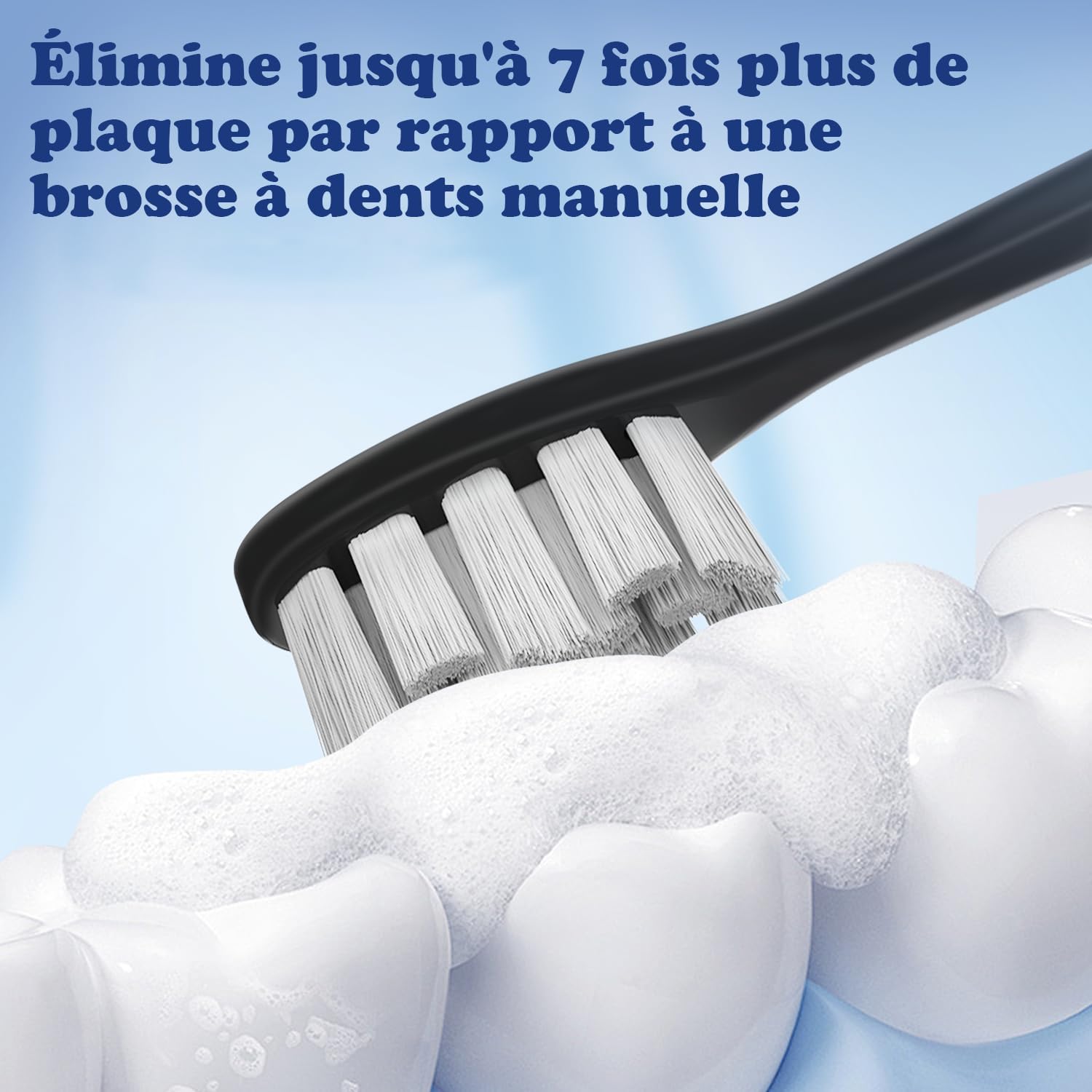 Copimy Têtes de Brosse à Dents Electrique Compatible avec My Variations, 10 têtes de brosse compatibles avec brosse à dents électriques MyVariations tete de rechange brossettes (Noir)
