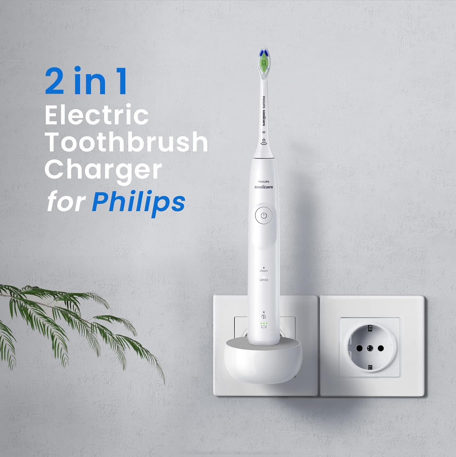 CoolSmile Ladestation Kompatibel mit Philips Sonicare Elektrische Zahnbürste, Ladegerät Wandladegerät EU-Steckdose für Philip 1100 3100 4100 4300 4500 5100 5300 6000 6100 6300 6500 7000 usw