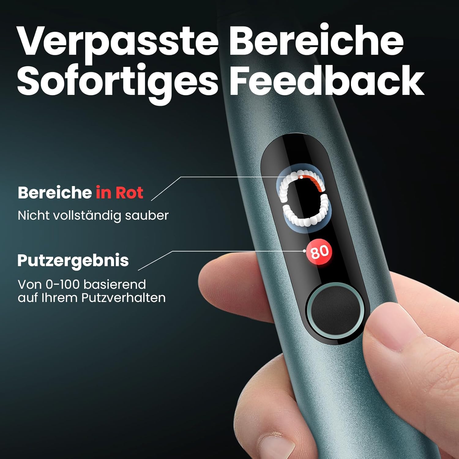 Oclean Elektrische Zahnbürste X Series Pro Gift Set, Schallzahnbürste mit Bildschirm, 3 Modi & 32 Intensitäten Sonic Electric Toothbrush mit Timer, 6 Stücke Bürstenköpfe mit Reiseetui, Grün