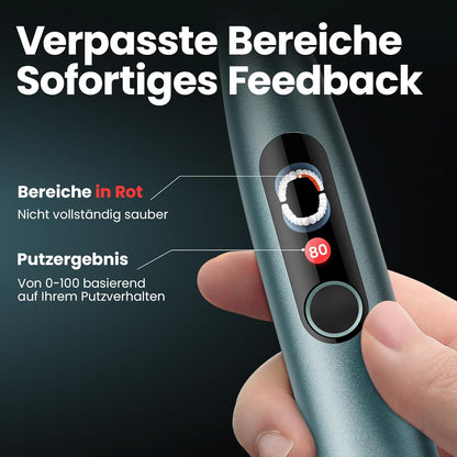 Oclean Elektrische Zahnbürste X Series Pro Gift Set, Schallzahnbürste mit Bildschirm, 3 Modi & 32 Intensitäten Sonic Electric Toothbrush mit Timer, 6 Stücke Bürstenköpfe mit Reiseetui, Grün